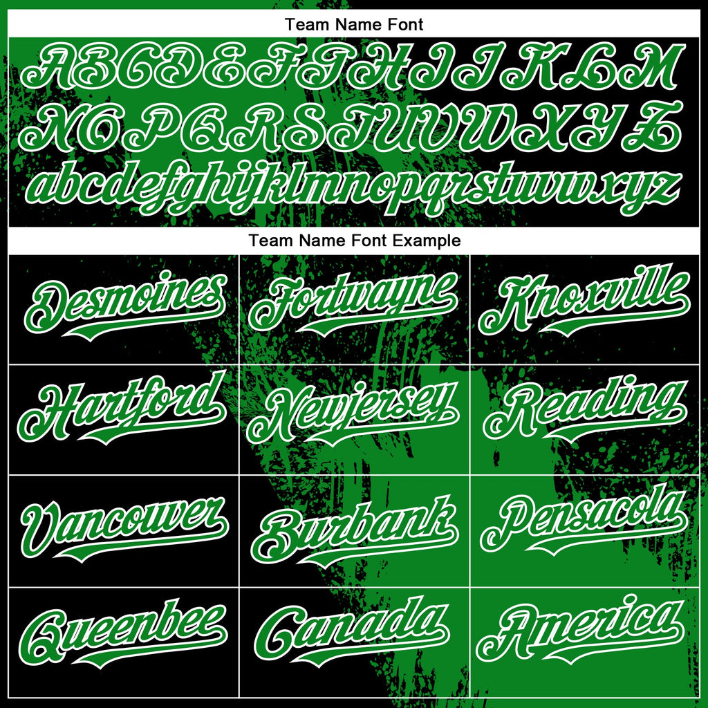 Custom Black Grass Green-White 3D Pattern Abstract Brush Stroke Two-Button Unisex Softball Jersey
