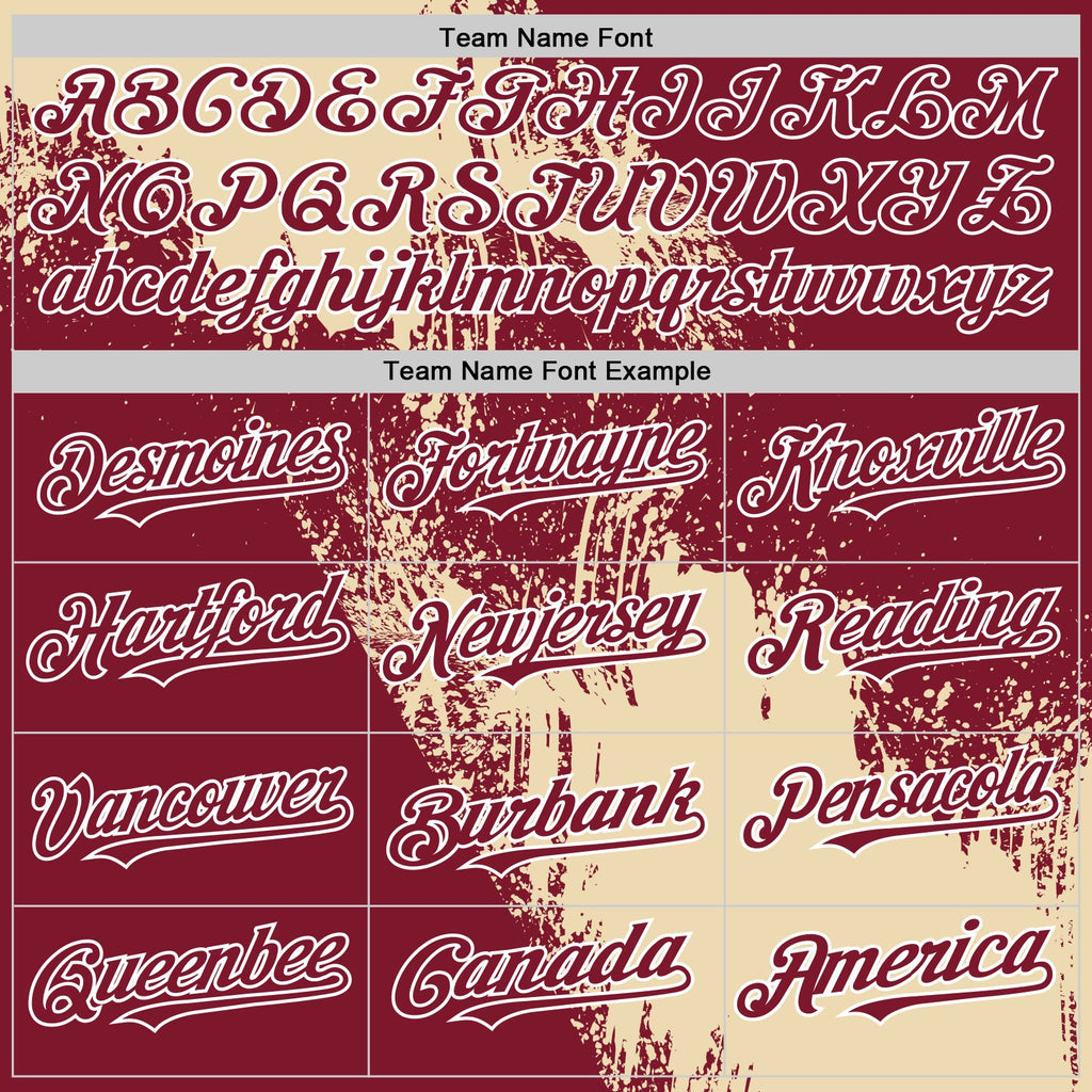 Custom Cream Crimson-White 3D Pattern Abstract Brush Stroke Two-Button Unisex Softball Jersey