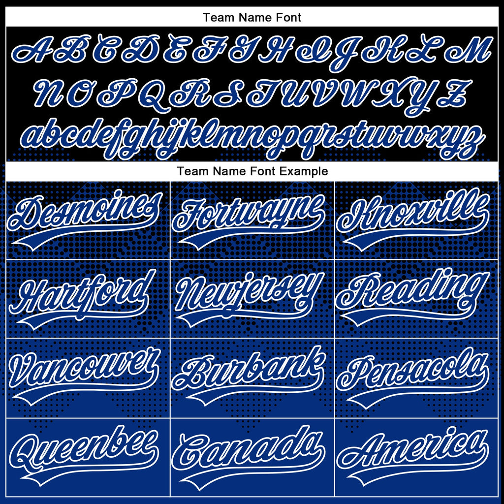 Custom Black Royal-White 3D Gradient Square Shape Two-Button Unisex Softball Jersey