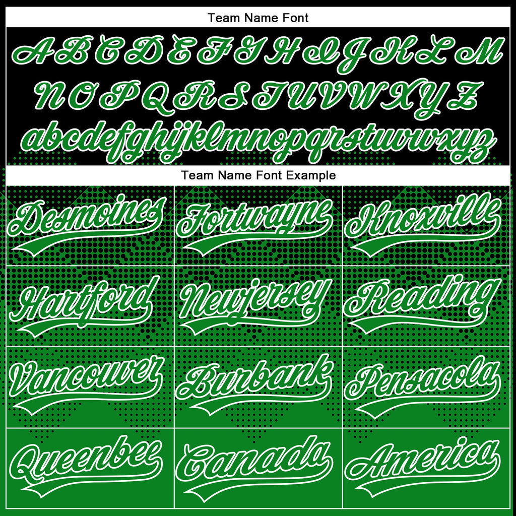 Custom Black Grass Green-White 3D Gradient Square Shape Two-Button Unisex Softball Jersey