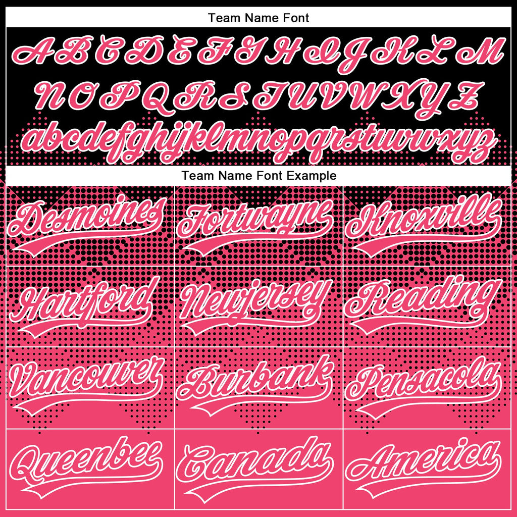 Custom Black Neon Pink-White 3D Gradient Square Shape Two-Button Unisex Softball Jersey