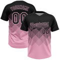 Custom Black Light Pink 3D Gradient Square Shape Two-Button Unisex Softball Jersey