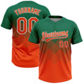 Custom Kelly Green Orange-White 3D Gradient Square Shape Two-Button Unisex Softball Jersey