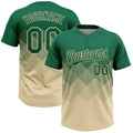Custom Kelly Green Cream 3D Gradient Square Shape Two-Button Unisex Softball Jersey