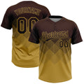 Custom Brown Old Gold 3D Gradient Square Shape Two-Button Unisex Softball Jersey