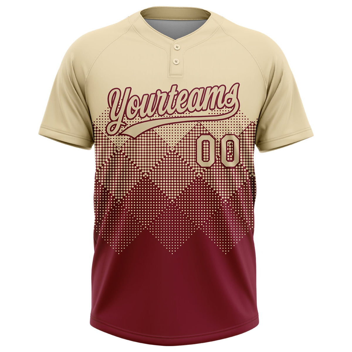 Custom Cream Crimson 3D Gradient Square Shape Two-Button Unisex Softball Jersey
