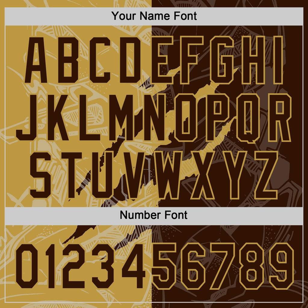Custom Graffiti Pattern Brown-Old Gold 3D Scratch Two-Button Unisex Softball Jersey