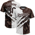 Custom Graffiti Pattern Brown-White 3D Scratch Two-Button Unisex Softball Jersey