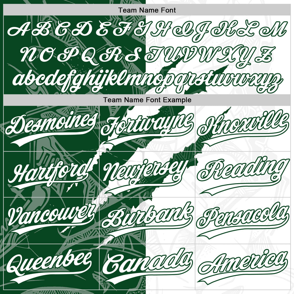 Custom Graffiti Pattern White-Green 3D Scratch Two-Button Unisex Softball Jersey