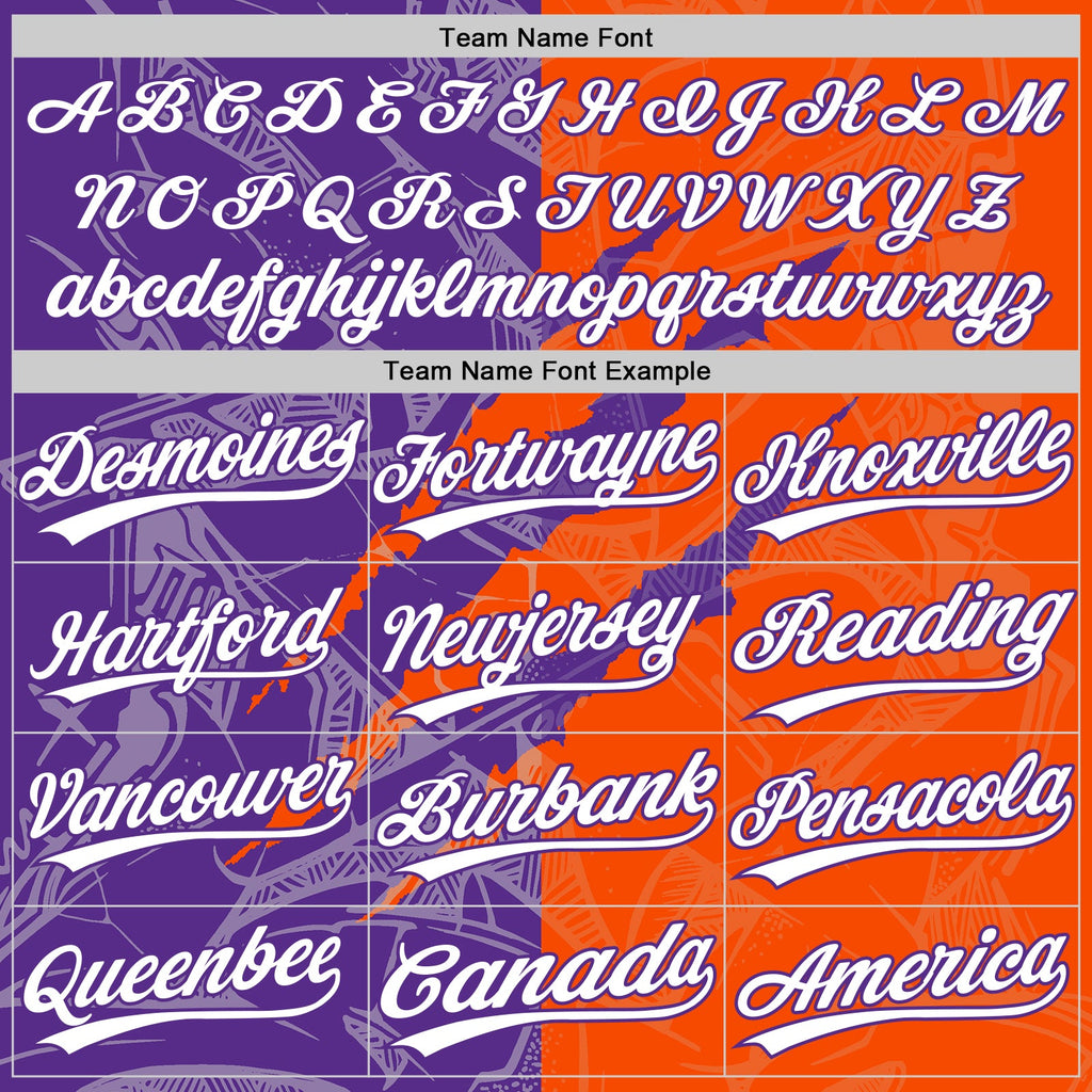 Custom Graffiti Pattern White Orange-Purple 3D Scratch Two-Button Unisex Softball Jersey