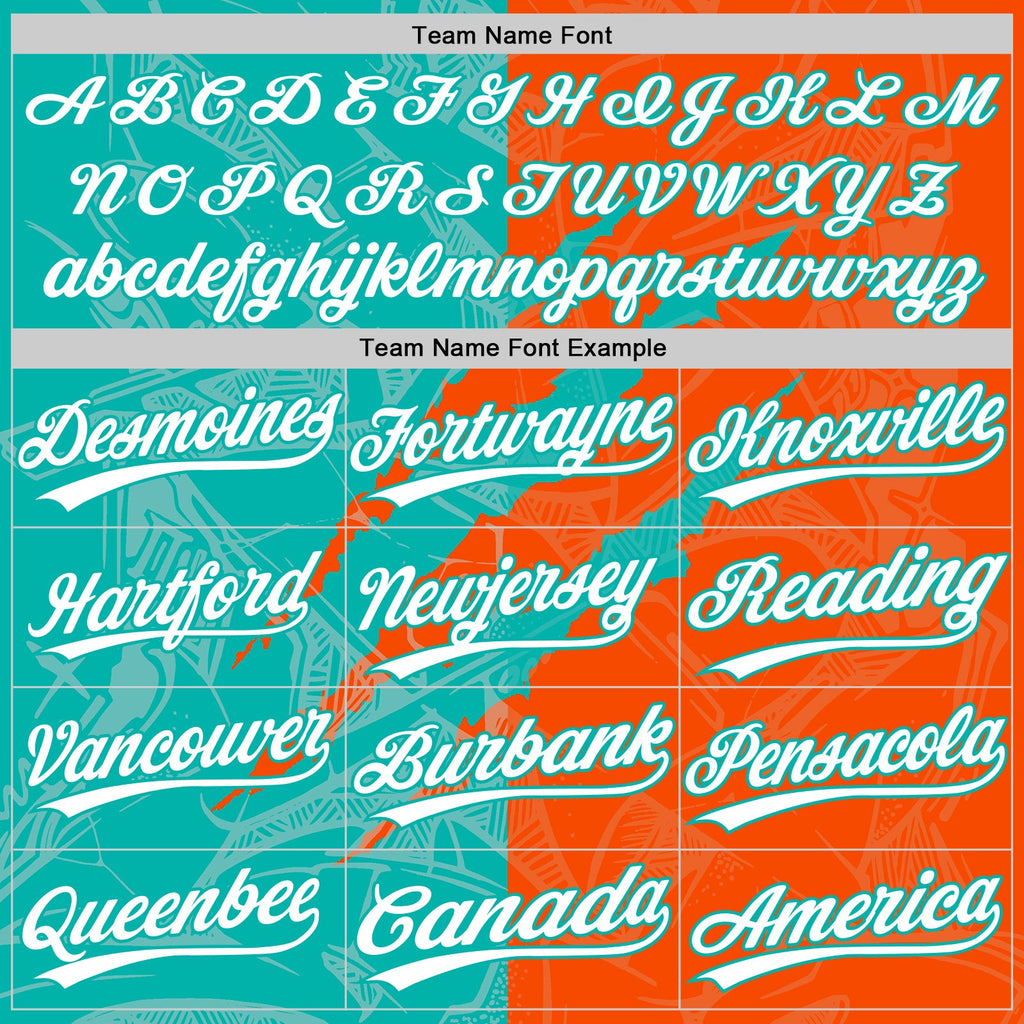 Custom Graffiti Pattern White Orange-Aqua 3D Scratch Two-Button Unisex Softball Jersey