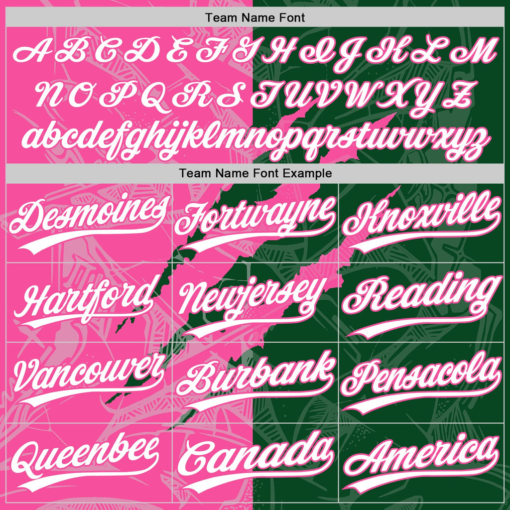 Custom Graffiti Pattern White Green-Pink 3D Scratch Two-Button Unisex Softball Jersey