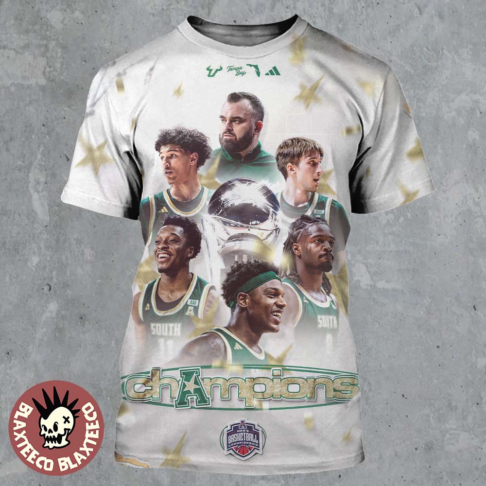 South Florida Bulls Men’s Basketball 2026 American Conference Tournament Champions All Over Print Shirt