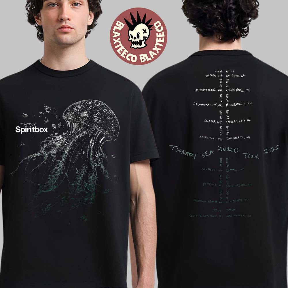 Spiritbox The Tsunami Sea North American Tour 2025 Part 2 Jellyfish With Dates Back Two Sided T-Shirt