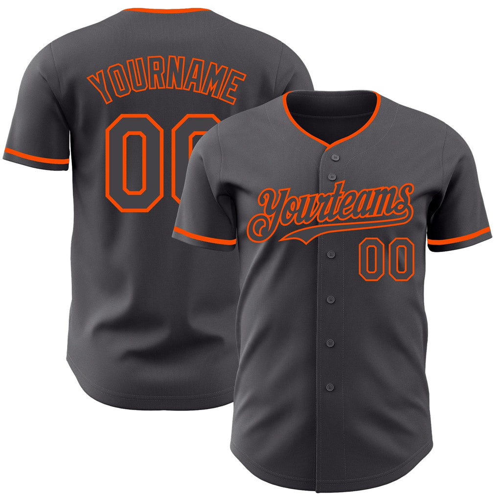 Custom Steel Gray Orange Authentic Baseball Jersey