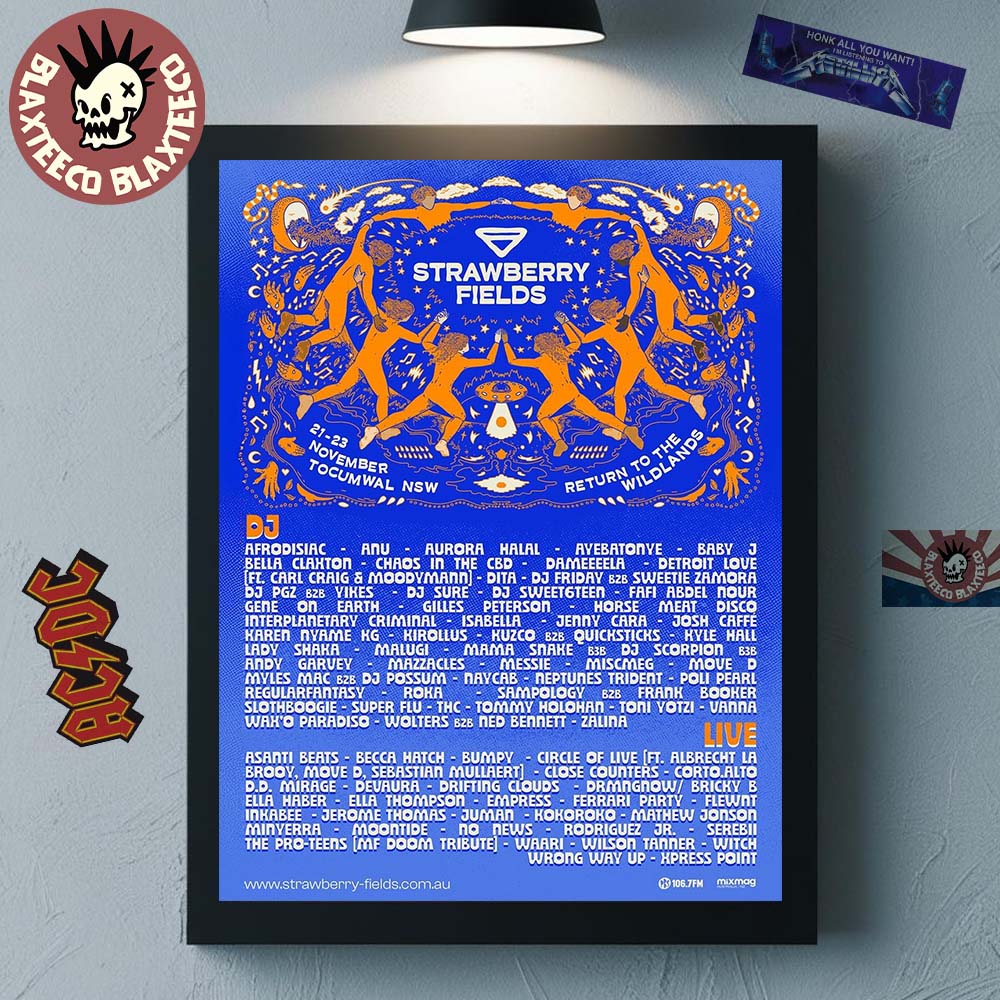 Strawberry Fields Festival 2025 Return To The Wildlands Lineup Poster On 21-23 November Tocumwal New South Wales Australia Poster Canvas