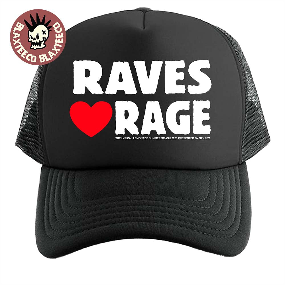 Summer Smash 2026 Festival Merch Raves Love Rage Black Trucker Cap Hat