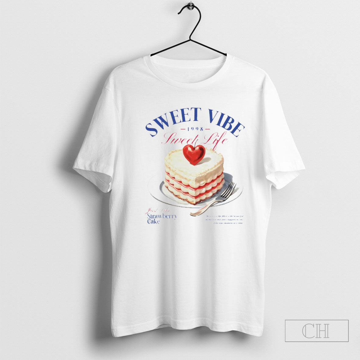 Sweet Vibe Strawberry Cake Graphic Shirt Tee