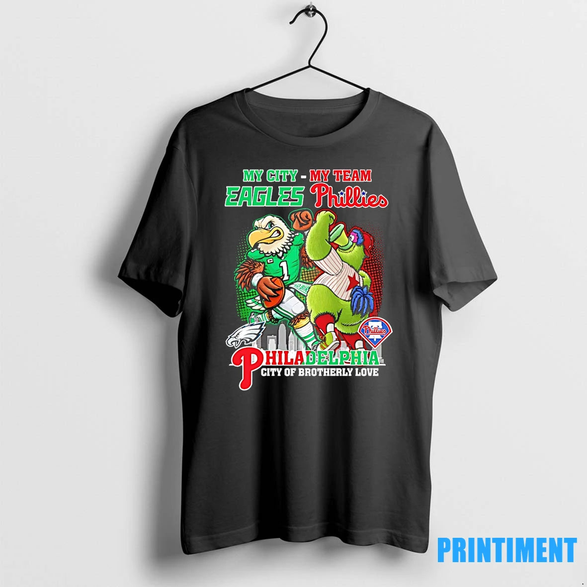 Swoop Vs Phillie Phanatic Mascot My City My Team Philadelphia City Of Brotherly Love Tshirts
