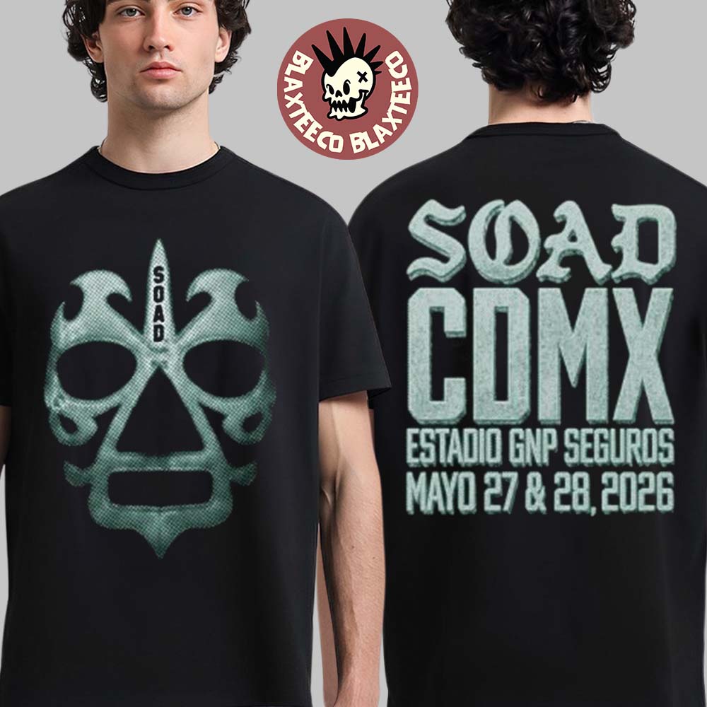 System Of A Down CDMX Mexico 2026 Event Merch Tee At Estadio GNP Seguros On 27 And 28 May 2026 Lucha Big Mask T-Shirt