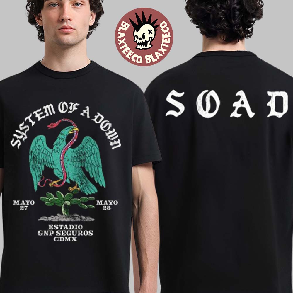 System Of A Down CDMX Mexico 2026 Event Merch Tee At Estadio GNP Seguros On 27 And 28 May 2026 Serpent-Wrapped Eagle T-Shirt