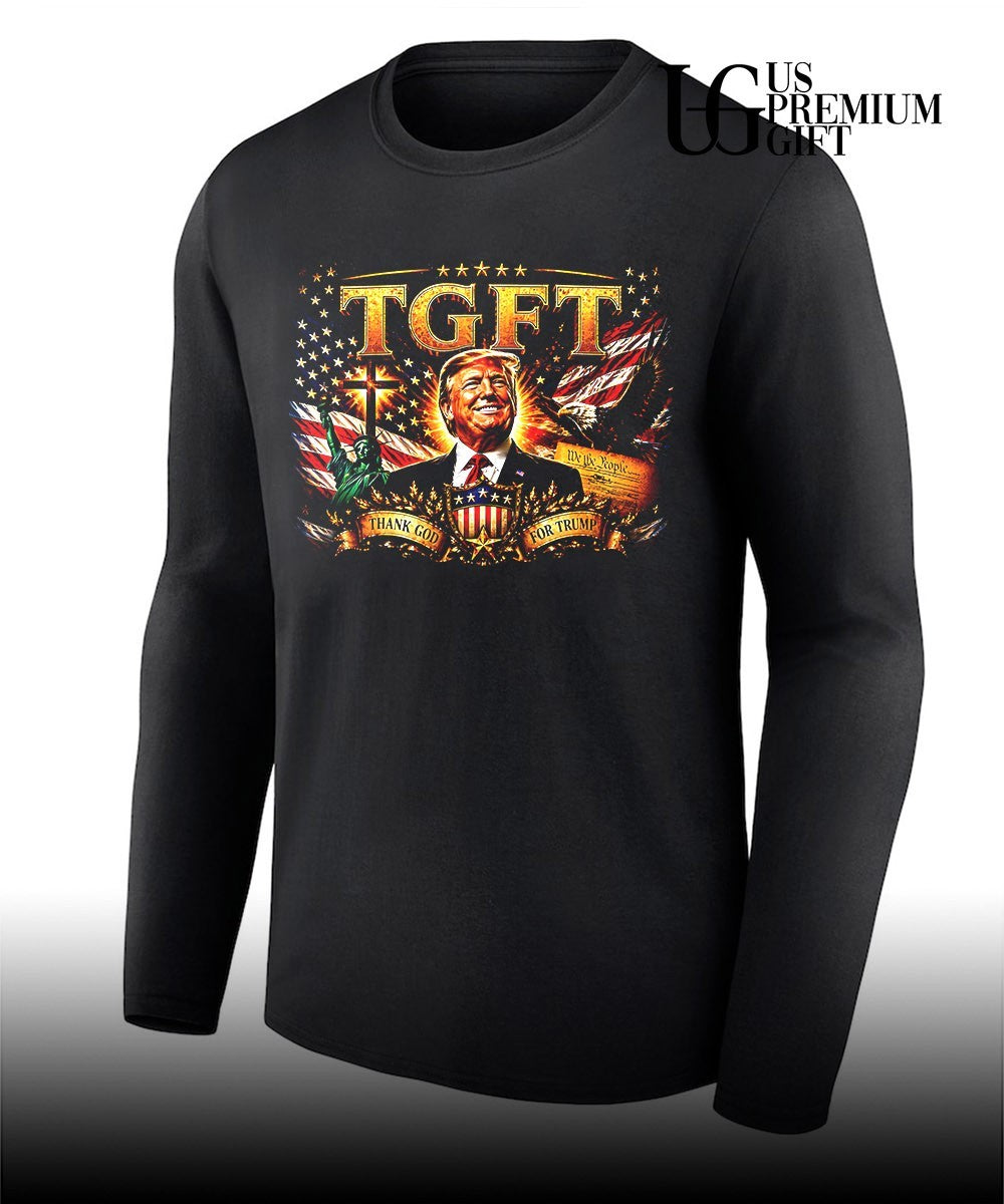 TGFT Trump Portrait American Flag Patriotic shirt