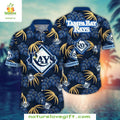 Tampa Bay Rays Hawaiian Shirt Midnight Palm Stylish Baseball Apparel