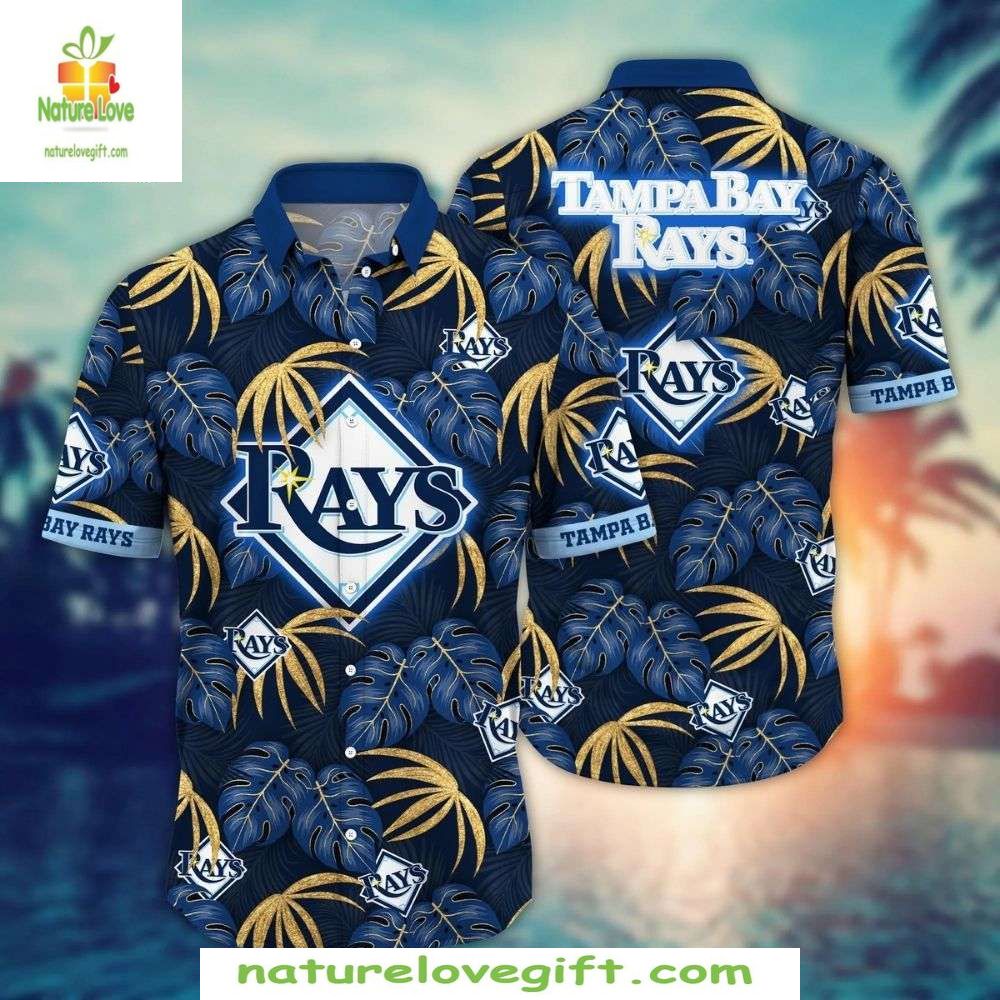 Tampa Bay Rays Hawaiian Shirt Midnight Palm Stylish Baseball Apparel