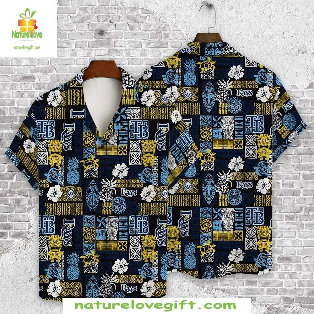 Tampa Bay Rays Hawaiian Shirt Pineapple Tribal Print Baseball Apparel