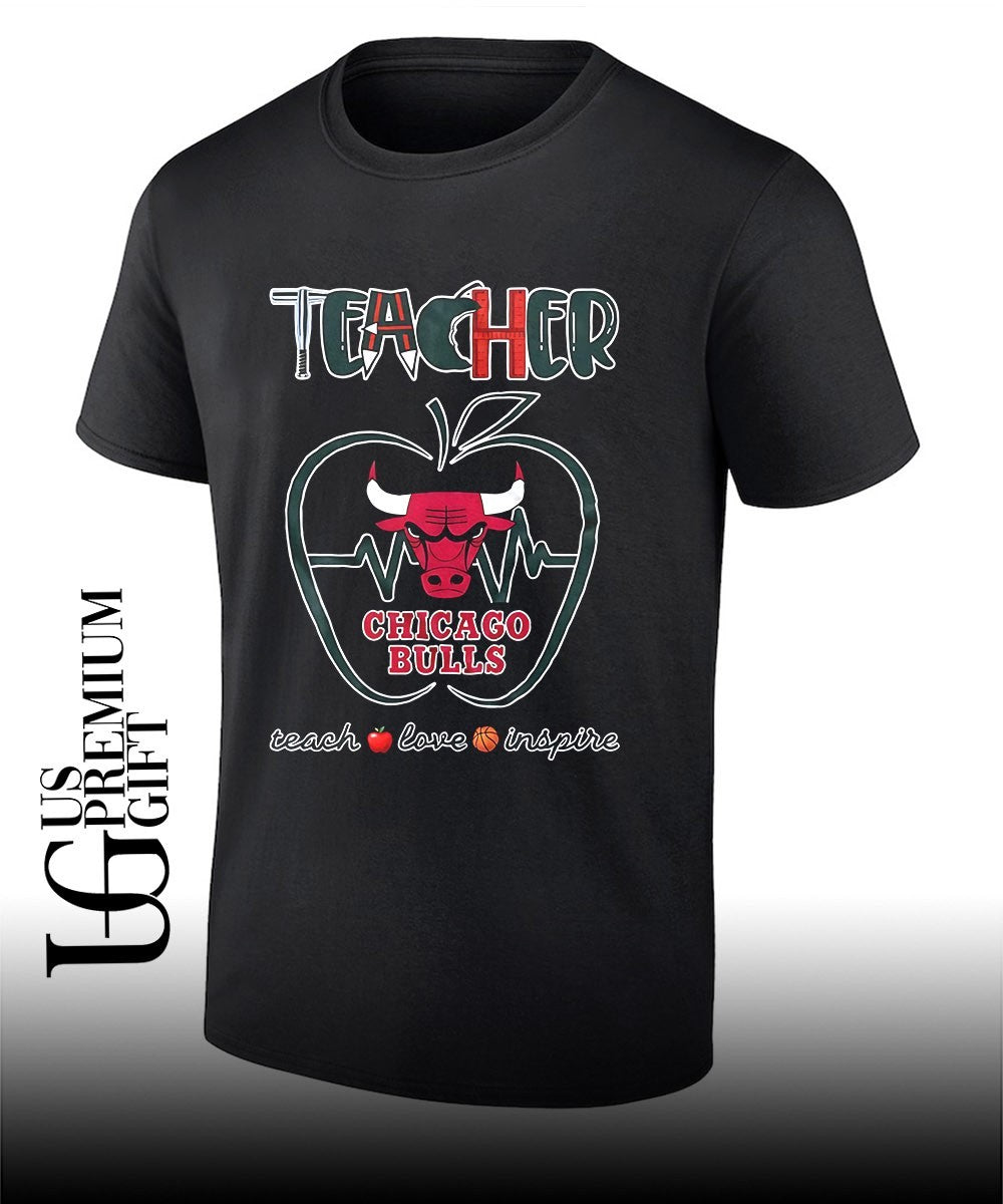 Teacher Teach Love Inspire Chicago Bulls logo shirt