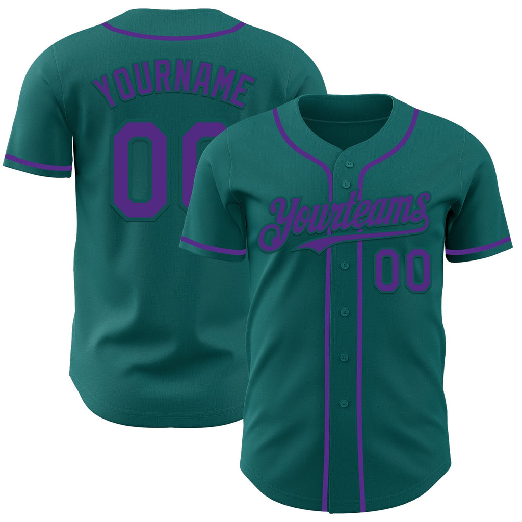 Custom Teal Purple Authentic Baseball Jersey