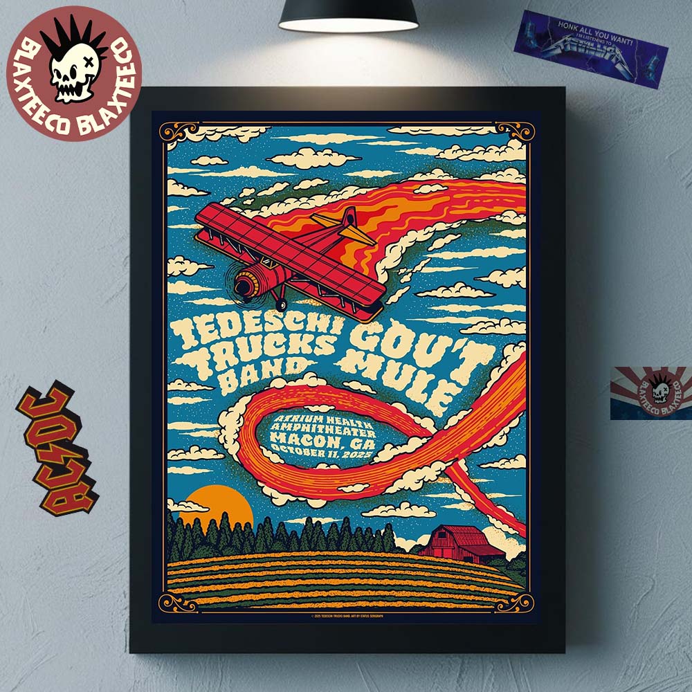 Tedeschi Trucks Band And Gov’t Mule Macon Georgia 2025 Gig Poster At Atrium Health Amphitheater On October 11 2025 Home Decor Poster Canvas
