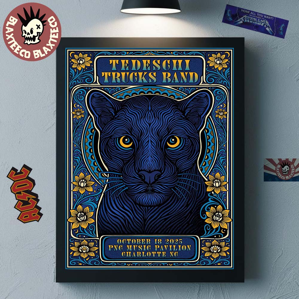 Tedeschi Trucks Band Charlotte North Carolina 2025 Venue Poster At PNG Music Pavilion On October 18 2025 The Black Panther Art Home Decor Poster Canvas