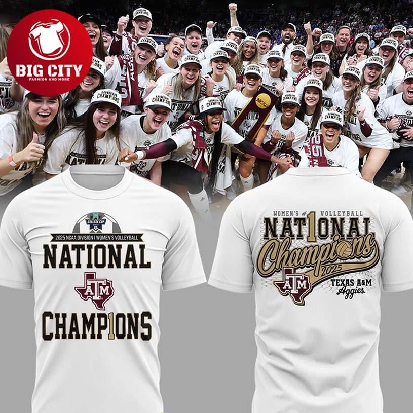 Texas A&amp;M Aggies 2025 NCAA Volleyball National Champions Locker Room Two Sided Shirt