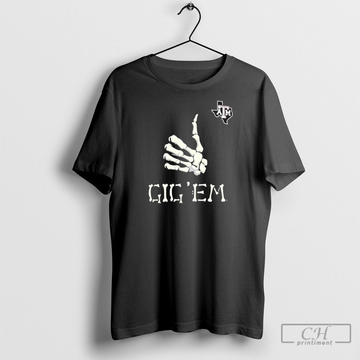 Texas Am Aggies Glow Halloween Gig Em Bony Hand Like Shirt Tee