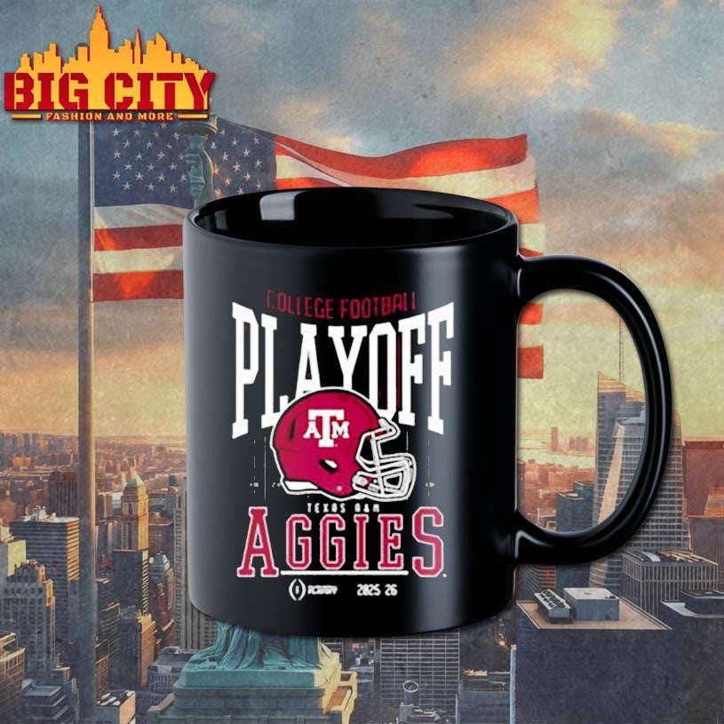 Texas A&amp;M Aggies NCAA 2025 2026 College Football Playoff curved helmet shirt