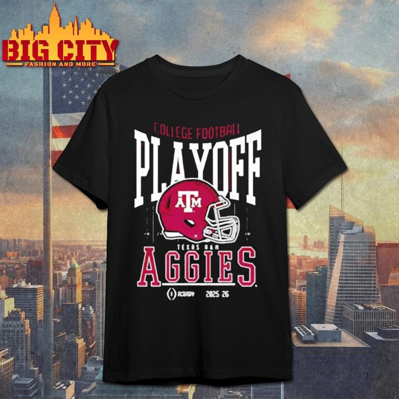 Texas A&amp;M Aggies NCAA 2025 2026 College Football Playoff curved helmet shirt