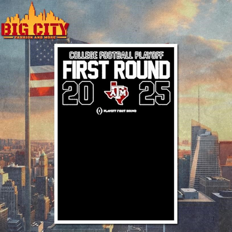 Texas A&amp;M Aggies NCAA 2025 College Football Playoff First round logo shirt