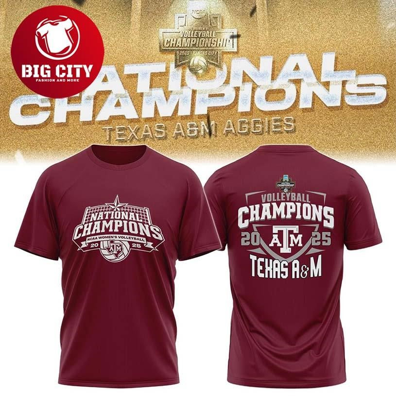 Texas A&amp;M Aggies NCAA Volleyball National Champions Two Sided Shirt