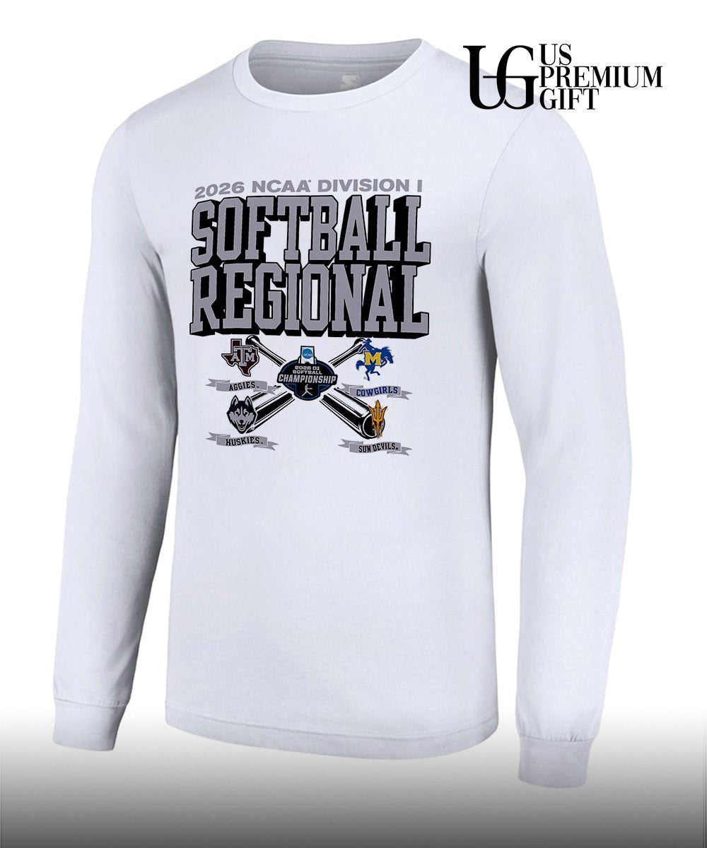 Texas A&M and McNeese State and Arizona State and Washington 2026 NCAA Division I Softball Regional logo shirt