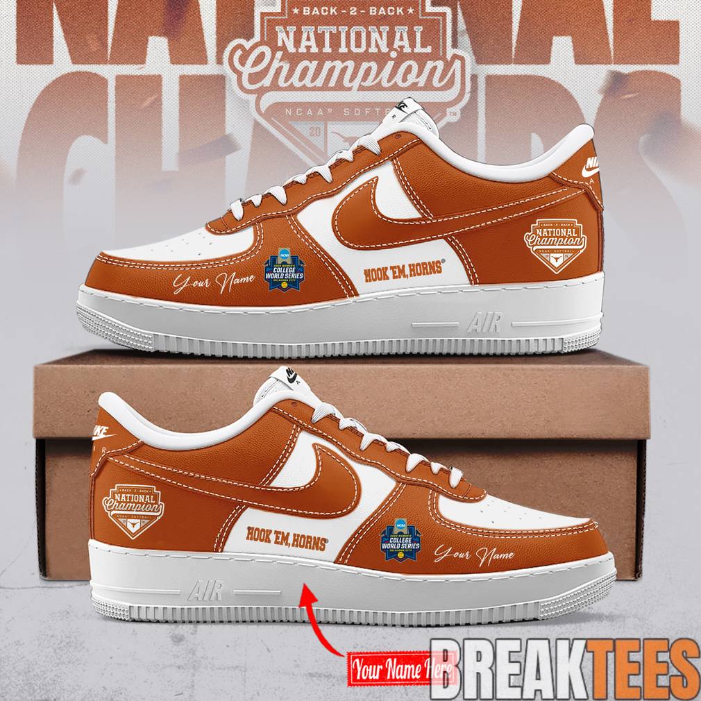 Texas Longhorns 2026 NCAA Softball Womens College World Series Back To Back Champions Custom AF1 Sneaker