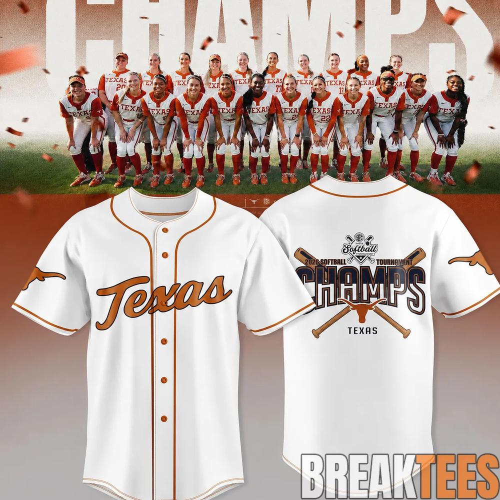 Texas Longhorns 2026 SEC Softball Tournament Champions White Baseball Jersey