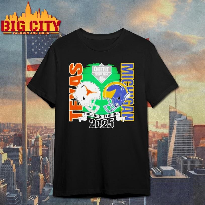 Texas Longhorns Vs Michigan Wolverines On 2025 At Cheez It Citrus Bowl Orlando Florida Helmets Shirt