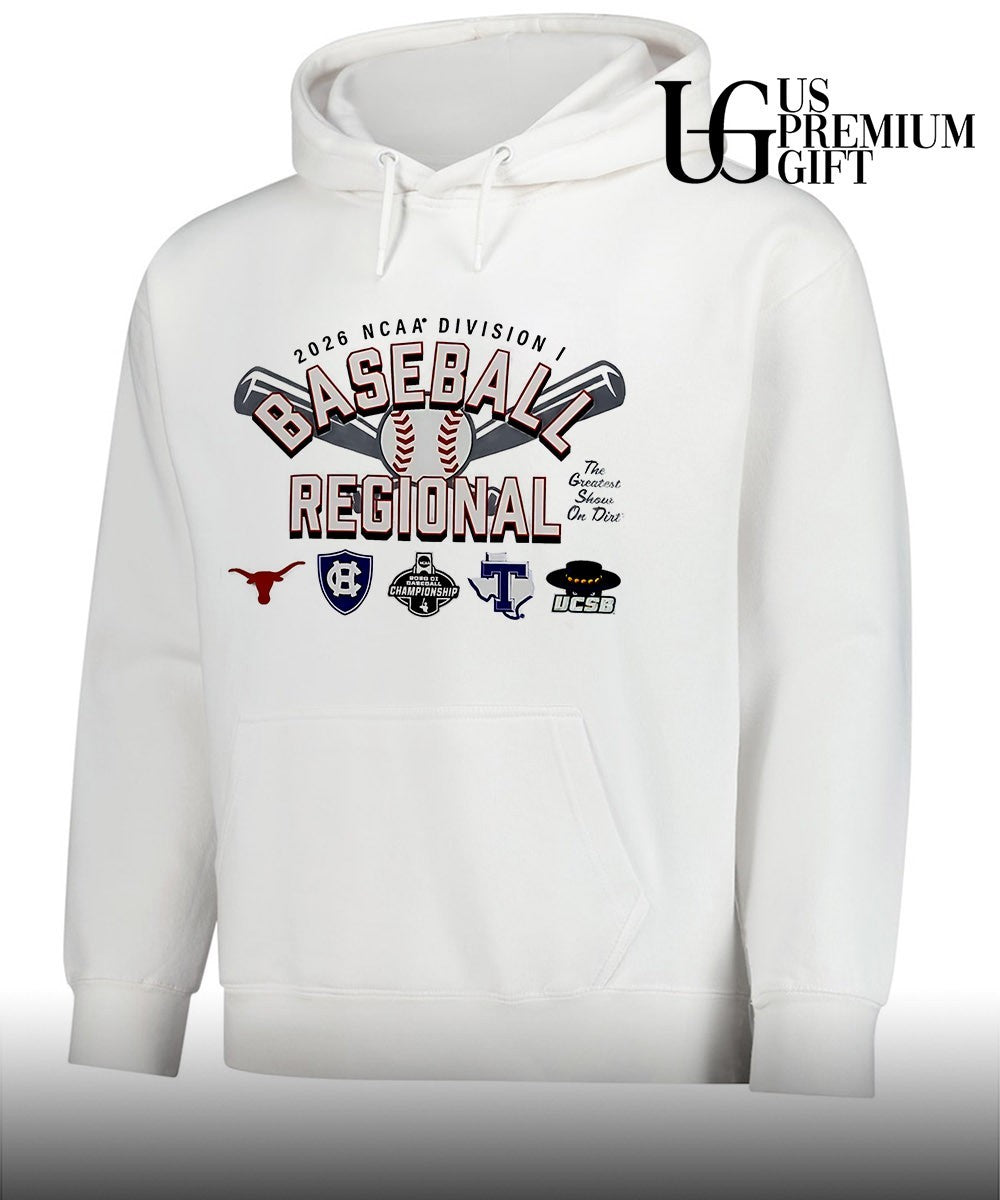 Texas Longhorns and Holy Cross Crusaders and Texas Tech Red Raiders and UCSB 2026 NCAA Division I Baseball Regional Championship shirt