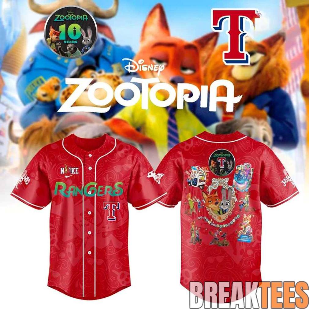 Texas Rangers Zootopia 10th Anniversary Baseball Jersey