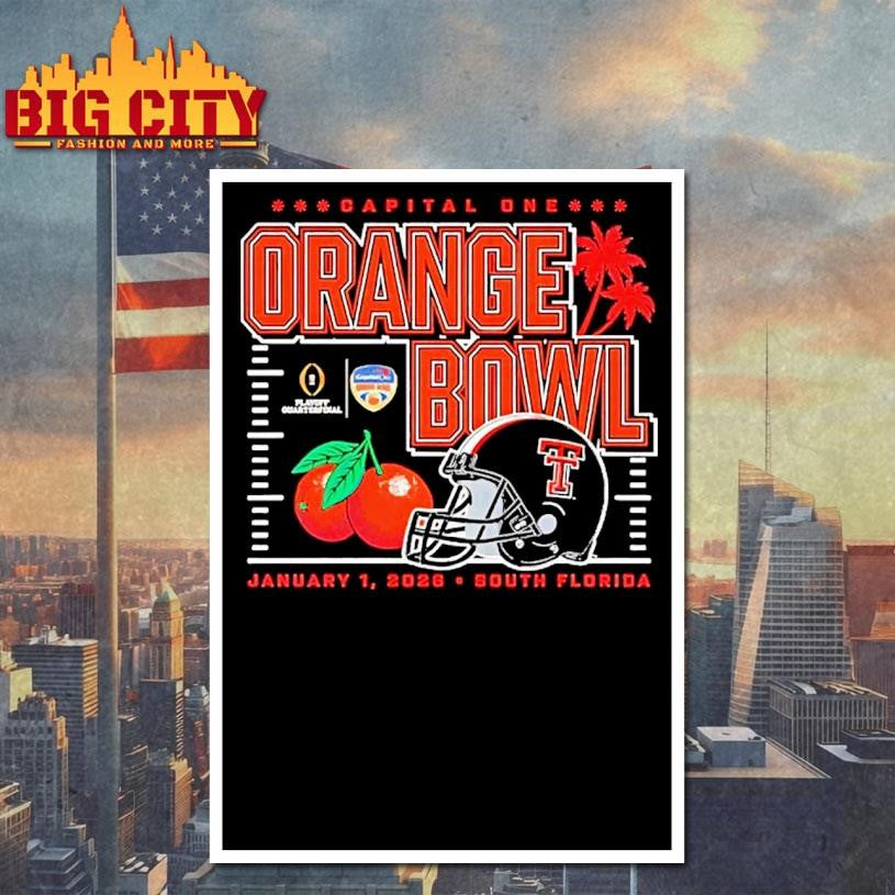 Texas Tech Red Raiders American Football 2026 Capital One Orange Bow Shirt