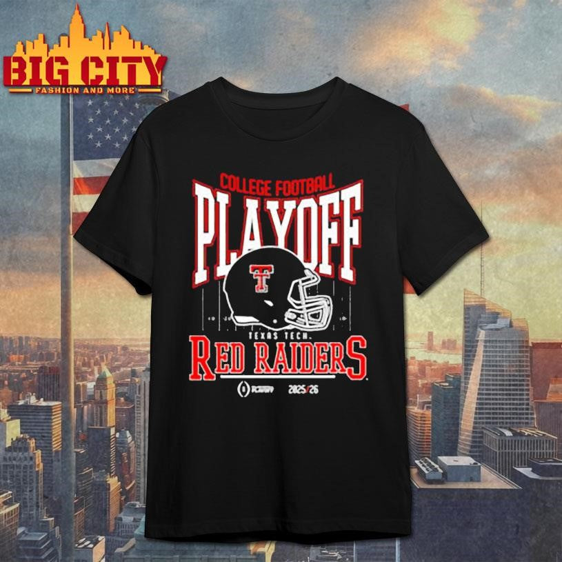 Texas Tech Red Raiders NCAA 2025 2026 College Football Playoff curved helmet shirt
