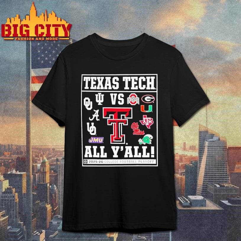 Texas Tech Red Raiders vs all y’all 2025-2026 CFP Framed 12 Team Shirt