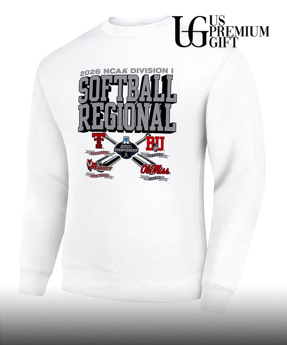 Texas Tech and Boston University and Marist College and Ole Miss 2026 NCAA Division I Softball Regional logo shirt
