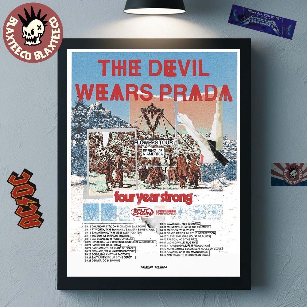 The Devil Wears Prada Flowers Tour Spring 2026 North America City Dates Home Decor Poster Canvas